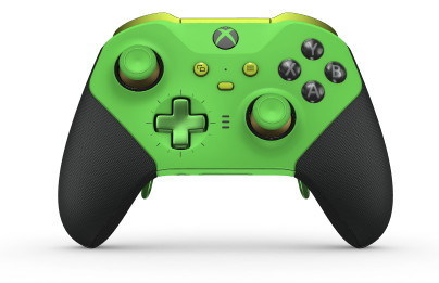 Xbox Elite Wireless Controller Series 2 - Core - Framsida: Velocity Green + gummerat grepp, Styrknapp: Kors, Velocity Green (Metall), Baksida: Velocity Green + gummerat grepp