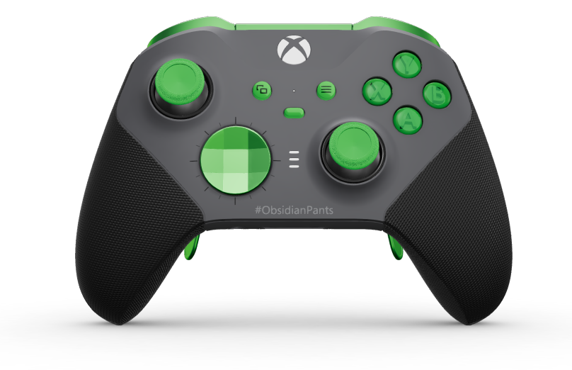Xbox Elite Wireless Controller Series 2 - Core - Corps: Storm Gray + poignées caoutchoutées, BMD: À facettes, Velocity Green (métal), Arrière: Storm Gray + poignées caoutchoutées