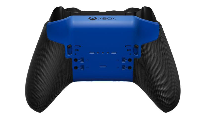 Xbox Elite Wireless Controller Series 2 - Core - 몸체: 쇼크 블루 + 고무 코팅 그립, 방향 패드: 패싯, 카본 블랙(메탈), 뒤로: 쇼크 블루 + 고무 코팅 그립