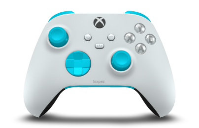 Xbox Wireless Controller - Body: Robot White, D-Pads: Dragonfly Blue, Thumbsticks: Dragonfly Blue