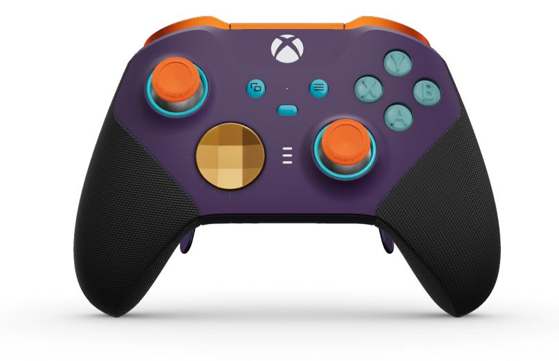 Xbox Elite Wireless Controller Series 2 - Core - Corps: Astral Purple + poignées caoutchoutées, BMD: À facettes, Soft Orange (métal), Arrière: Carbon Black + poignées caoutchoutées