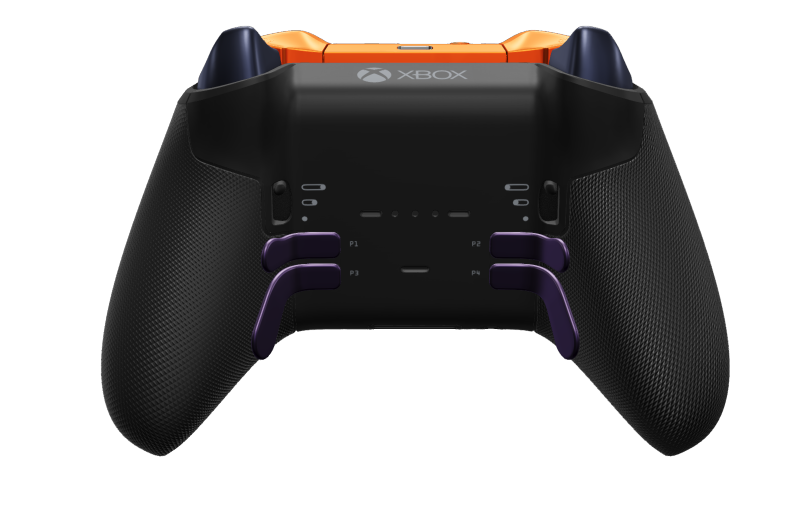 Xbox Elite Wireless Controller Series 2 - Core - Corps: Astral Purple + poignées caoutchoutées, BMD: À facettes, Soft Orange (métal), Arrière: Carbon Black + poignées caoutchoutées