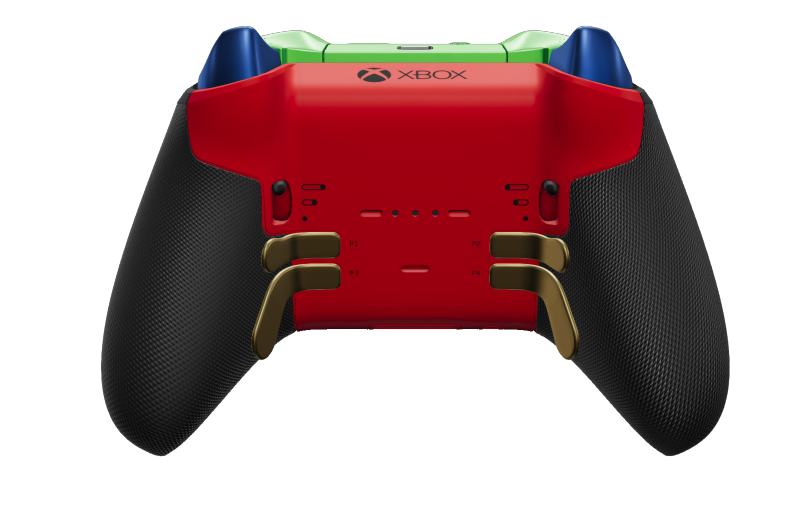 Xbox Elite Wireless Controller Series 2 - Core - Body: Storm Gray + Rubberized Grips, D-pad: Facet, Velocity Green (Metal), Back: Pulse Red + Rubberized Grips