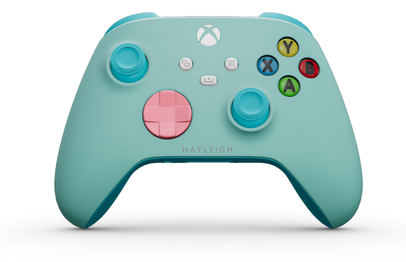 Xbox Wireless Controller - Hoofdtekst: Gletsjerblauw, D-Pads: Retro-roze, Duimsticks: Libelleblauw