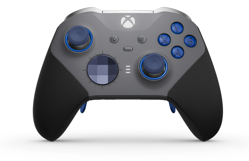 Xbox Elite Wireless Controller Series 2 - Core - Body: Storm Gray + Rubberised Grips, D-pad: Faceted, Midnight Blue (Metal), Back: Storm Gray + Rubberised Grips