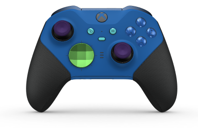 Xbox Elite Wireless Controller Series 2 - Core - Corpo: Azul Choque + Pegas em Borracha, Botão Direcional: Faceta, Verde Veloz (Metal), Traseira: Azul Choque + Pegas em Borracha
