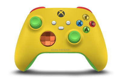 Xbox Wireless Controller - Body: Lighting Yellow, D-Pads: Zest Orange (Metallic), Thumbsticks: Velocity Green