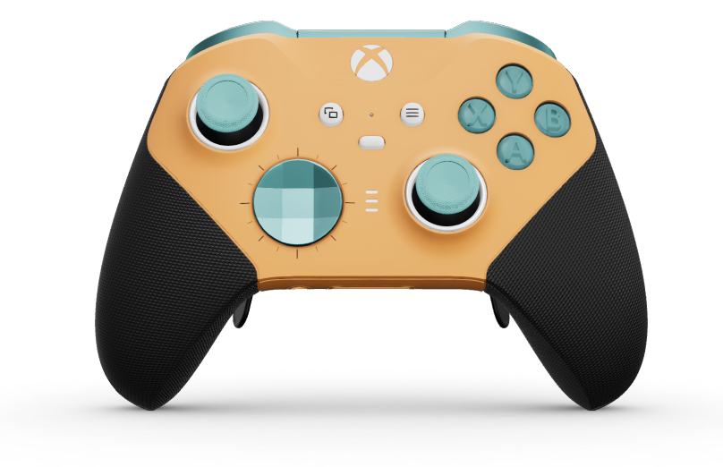 Xbox Elite Wireless Controller Series 2 - Core - Body: Soft Orange + Rubberized Grips, D-pad: Faceted, Glacier Blue (Metal), Back: Soft Orange + Rubberized Grips