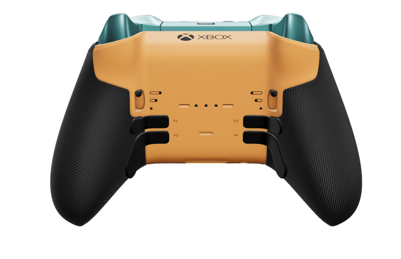 Xbox Elite Wireless Controller Series 2 - Core - Body: Soft Orange + Rubberized Grips, D-pad: Faceted, Glacier Blue (Metal), Back: Soft Orange + Rubberized Grips
