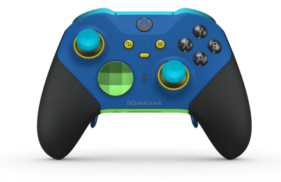 Xbox Elite Wireless Controller Series 2 - Core - Corps: Shock Blue + Rubberized Grips, BMD: Facette, Velocity Green (métal), Arrière: Velocity Green + Rubberized Grips