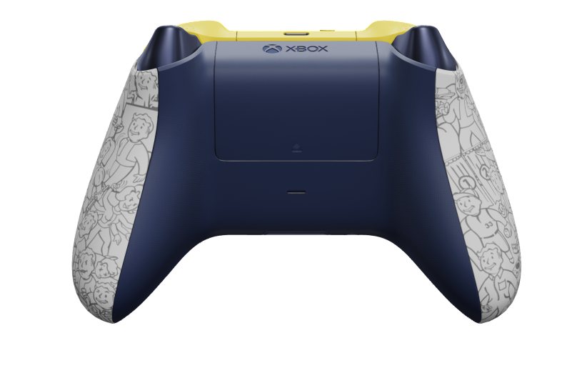 Xbox Wireless Controller - 本体: Fallout, 方向パッド: ライトニング イエロー (メタリック), サムスティック: ミッドナイト ブルー