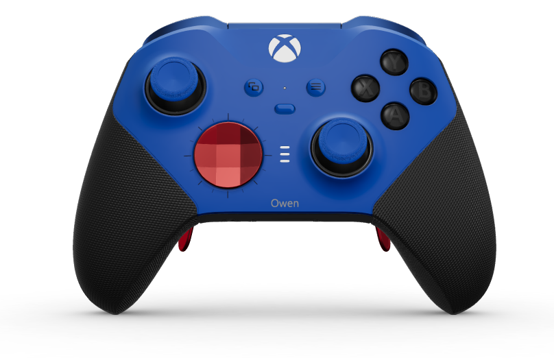 Xbox Elite Wireless Controller Series 2 - Core - Body: Shock Blue + Rubberized Grips, D-pad: Faceted, Pulse Red (Metal), Back: Carbon Black + Rubberized Grips