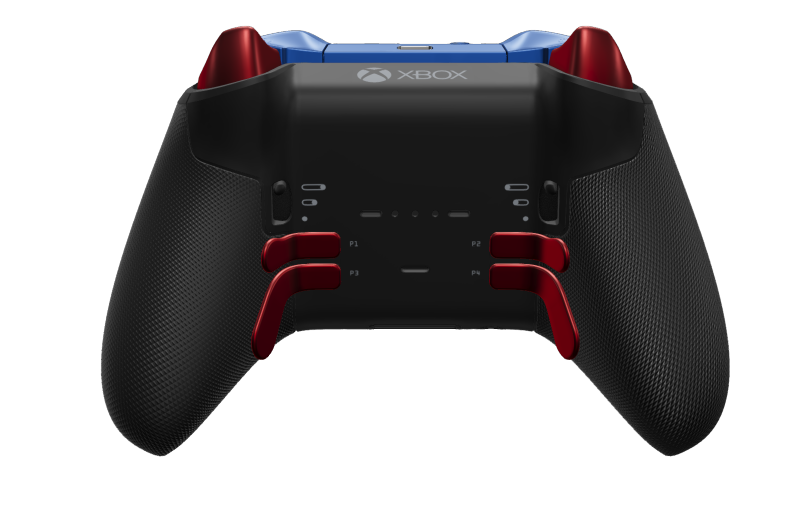 Xbox Elite Wireless Controller Series 2 - Core - Body: Shock Blue + Rubberized Grips, D-pad: Faceted, Pulse Red (Metal), Back: Carbon Black + Rubberized Grips
