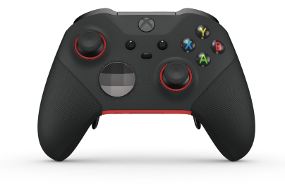 Manette sans fil Xbox Elite Series 2 - Core - Behuizing voorzijde: Carbonzwart + rubberen handvatten, D-pad: Facet, Storm Gray (Metal), Behuizing achterzijde: Pulsrood + rubberen handvatten