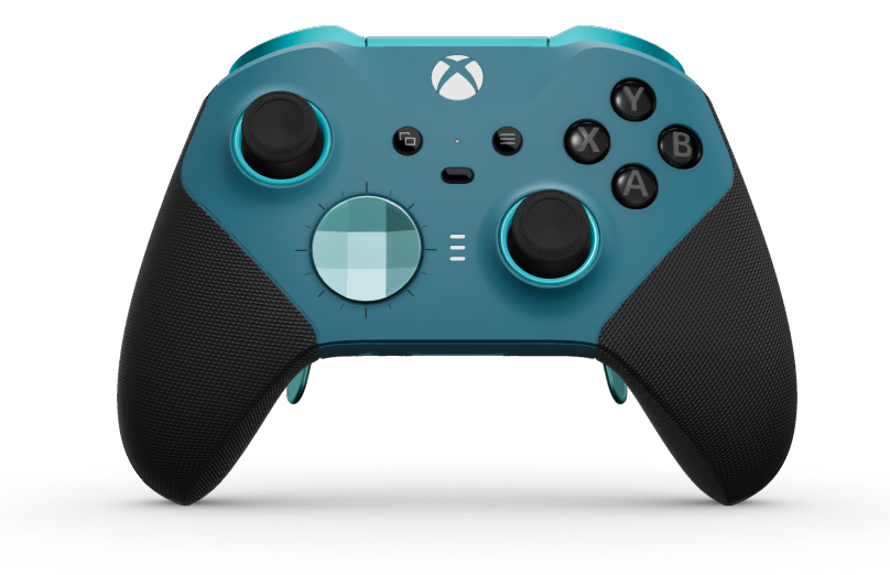 Xbox Elite Wireless Controller Series 2 - Core - Corps: Mineral Blue + poignées caoutchoutées, BMD: À facettes, Glacier Blue (métal), Arrière: Mineral Blue + poignées caoutchoutées