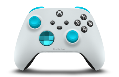 Controller with Robot White body, Dragonfly Blue (Metallic) D-pad, and Dragonfly Blue thumbsticks - front view
