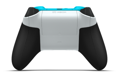 Controller with Robot White body, Dragonfly Blue (Metallic) D-pad, and Dragonfly Blue thumbsticks - back view
