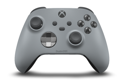 Controller with Ash Grey body, Gunmetal Storm Gray (Metallic) D-pad, and Storm Grey thumbsticks - front view