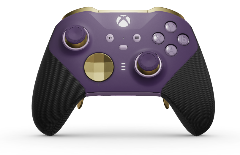 Xbox Elite Wireless Controller Series 2 - Core - Corps: Astral Purple + poignées caoutchoutées, BMD: À facettes, Hero Gold (métal), Arrière: Soft Purple + poignées caoutchoutées
