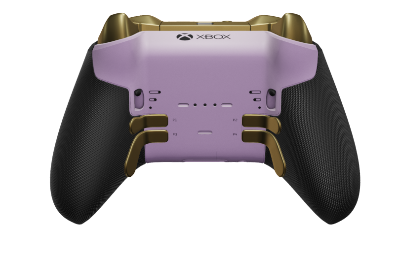 Xbox Elite Wireless Controller Series 2 - Core - Corps: Astral Purple + poignées caoutchoutées, BMD: À facettes, Hero Gold (métal), Arrière: Soft Purple + poignées caoutchoutées