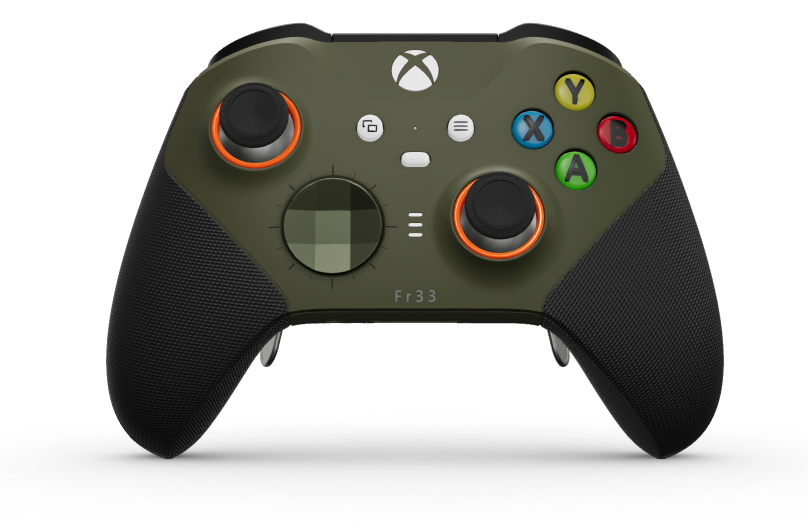 Xbox Elite Wireless Controller Series 2 - Core - Corps: Nocturnal Green + poignées caoutchoutées, BMD: À facettes, Nocturnal Green (métal), Arrière: Nocturnal Green + poignées caoutchoutées