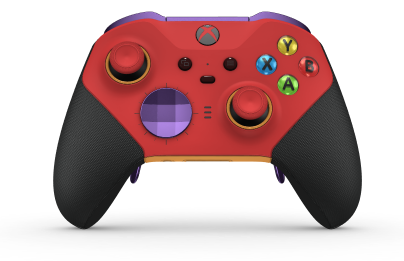 Xbox Elite Wireless Controller Series 2 - Core - Framsida: Pulse Red + gummerat grepp, Styrknapp: Facett, Astral Purple (Metall), Baksida: Ljusorange + gummerat grepp