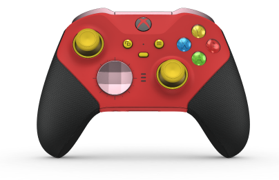 Xbox Elite ワイヤレスコントローラー シリーズ 2 - Core - Framsida: Pulse Red + gummerat grepp, Styrknapp: Facett, Ljusrosa (Metall), Baksida: Pulse Red + gummerat grepp