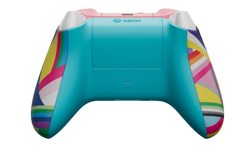Xbox Wireless Controller - Hoofdtekst: Pride, D-Pads: Libelleblauw, Duimsticks: Retro-roze