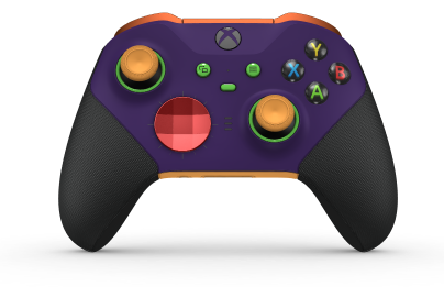 Xbox Elite Wireless Controller Series 2 – Core - Corpo: Roxo Astral + Pegas em Borracha, Botão Direcional: Faceta, Vermelho Forte (Metal), Traseira: Laranja Suave + Pegas em Borracha