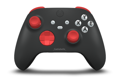 Xbox Wireless Controller - Corpo: Preto Carbono, Botões Direcionais: Vermelho Forte, Manípulos Analógicos: Vermelho Forte