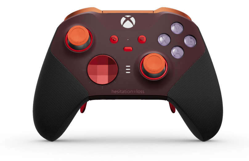Xbox Elite Wireless Controller Series 2 - Core - Behuizing voorzijde: Granaatrood + rubberen handvatten, D-pad: Facet, Pulse Red (Metal), Behuizing achterzijde: Granaatrood + rubberen handvatten