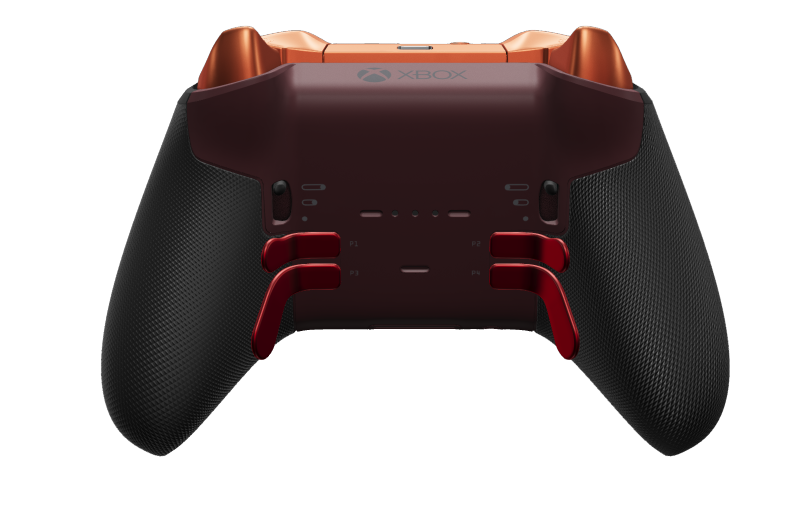 Xbox Elite Wireless Controller Series 2 - Core - Behuizing voorzijde: Granaatrood + rubberen handvatten, D-pad: Facet, Pulse Red (Metal), Behuizing achterzijde: Granaatrood + rubberen handvatten
