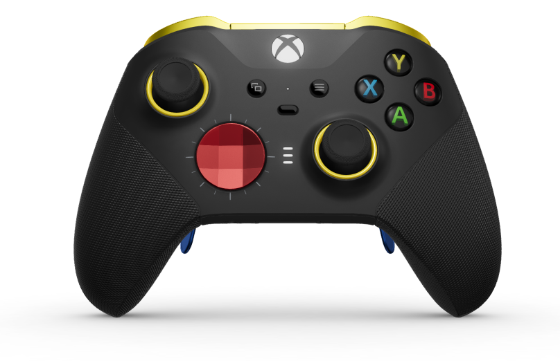 Bezprzewodowy kontroler Xbox Elite Series 2 — Core - Korpus: Carbon Black + gumowane uchwyty, Pad kierunkowy: Wklęsły, pulsująca czerwień (metaliczny), Tył: Carbon Black + gumowane uchwyty