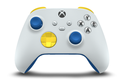 Mando inalámbrico Xbox - Text: Roboterweiß, Steuerkreuze: Lighting Yellow, Analogsticks: Shock Blue