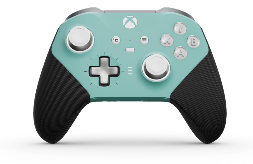 Xbox Elite Wireless Controller Series 2 - Core - Behuizing voorzijde: Gletsjerblauw + rubberen handvatten, D-pad: Cross, Bright Silver (Metal), Behuizing achterzijde: Gletsjerblauw + rubberen handvatten