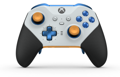 Xbox Elite Wireless Controller Series 2 - Core - Framsida: Robot White + gummerat grepp, Styrknapp: Kors, Photon Blue (Metall), Baksida: Ljusorange + gummerat grepp