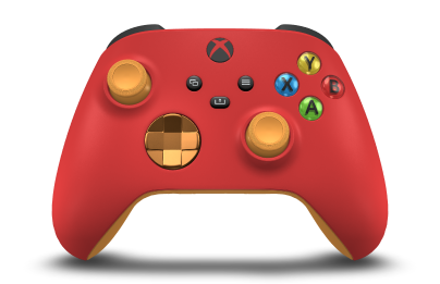 Xbox Wireless Controller - Body: Pulse Red, D-Pads: Soft Orange (Metallic), Thumbsticks: Soft Orange