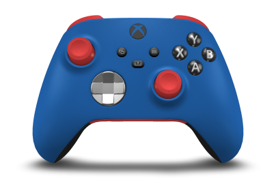 Xbox Wireless Controller - Corps: Shock Blue, BMD: Bright Silver (métallique), Joysticks: Pulse Red