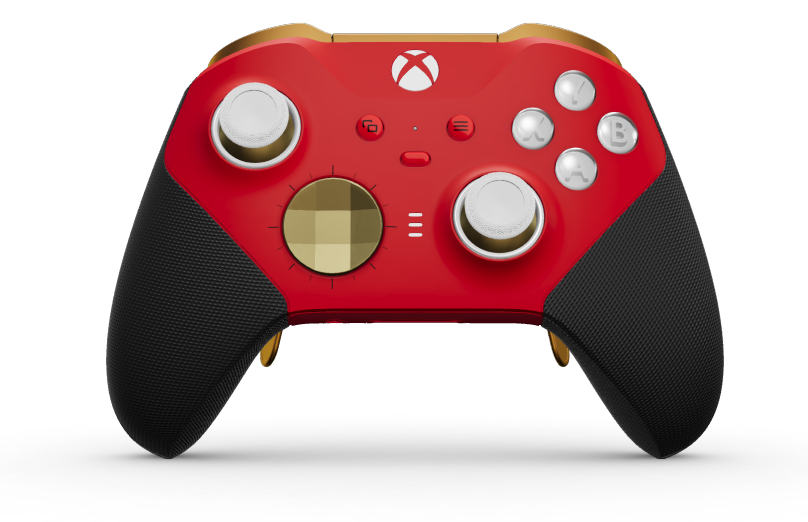 Xbox Elite ワイヤレスコントローラー シリーズ 2 - Core - Corpo: Vermelho Forte + Pegas em Borracha, Botão Direcional: Facetado, Hero Gold (Metal), Traseira: Vermelho Forte + Pegas em Borracha