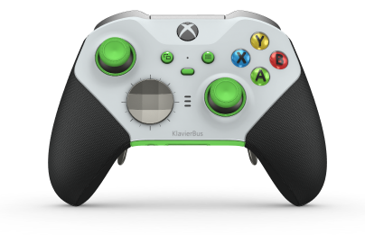 Xbox Elite Wireless Controller Series 2 – Core - Body: Robot White + Rubberized Grips, D-pad: Facet, Bright Silver (Metal), Back: Velocity Green + Rubberized Grips