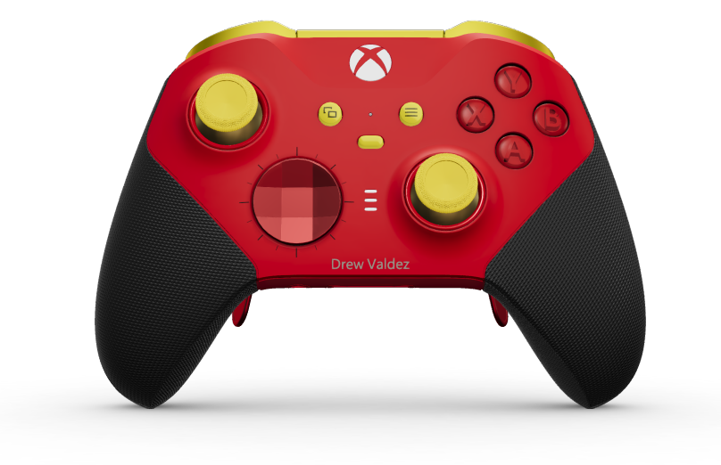 Xbox Elite Wireless Controller Series 2 - Core - Hoveddel: Impulsrød + gummigreb, D-blok: Facetteret, rød (metal), Bagside: Impulsrød + gummigreb