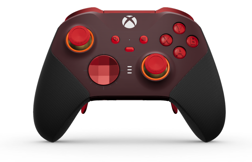 Xbox Elite ワイヤレスコントローラー シリーズ 2 - Core - Corps: Garnet Red + poignées caoutchoutées, BMD: À facettes, Pulse Red (métal), Arrière: Garnet Red + poignées caoutchoutées