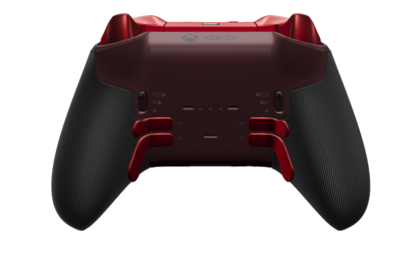 Xbox Elite ワイヤレスコントローラー シリーズ 2 - Core - Framsida: Granatröd + gummerat grepp, Styrknapp: Facetterad, Pulse Red (Metall), Baksida: Granatröd + gummerat grepp