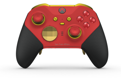 Xbox Elite Wireless Controller Series 2 - Core - Body: Pulse Red + Rubberised Grips, D-pad: Facet, Gold Matte (Metal), Back: Pulse Red + Rubberised Grips