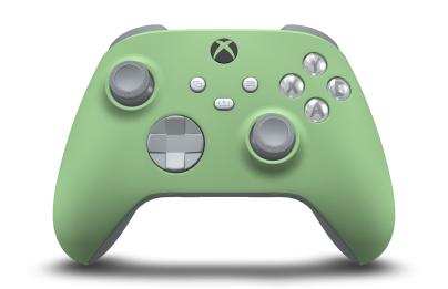Xbox ワイヤレス コントローラー - Framsida: Mjukt grönt, Styrknappar: Askgrå, Styrspakar: Askgrå