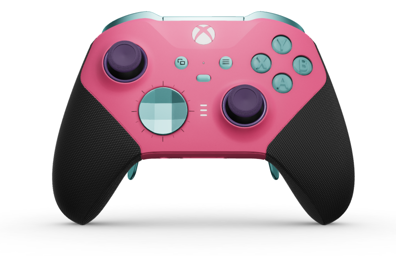 Xbox Elite Wireless Controller Series 2 - Core - Text: Deep Pink + gummierte Griffe, D-Pad: Facettiert, Glacier Blue (Metall), Zurück: Deep Pink + gummierte Griffe