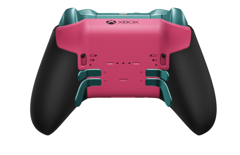 Xbox Elite Wireless Controller Series 2 - Core - Vorderseite: Deep Pink + gummierte Griffe, D-Pad: Facettiert, Glacier Blue (Metall), Rückseite: Deep Pink + gummierte Griffe