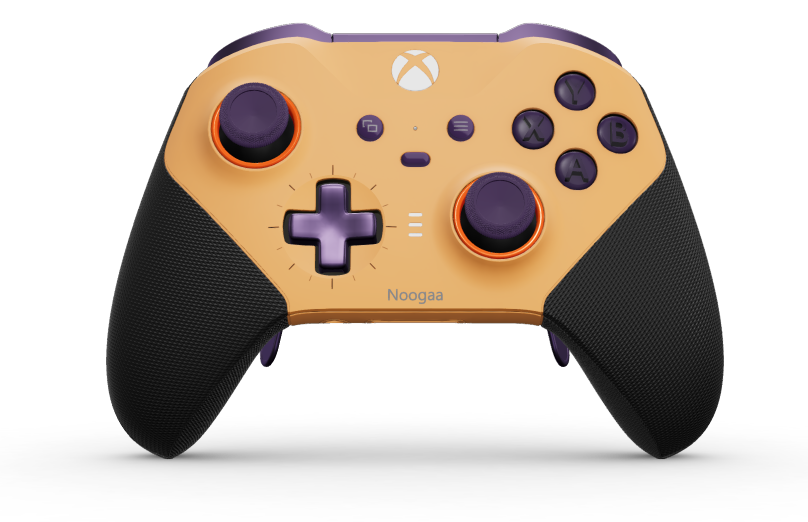 Xbox Elite Wireless Controller Series 2 - Core - Behuizing voorzijde: Zacht oranje + rubberen handvatten, D-pad: Cross, Astral Purple (Metal), Behuizing achterzijde: Zacht oranje + rubberen handvatten