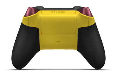 Controller with Lighting Yellow body, Retro Pink (Metallic) D-pad, and Carbon Black thumbsticks - back view