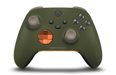 Xbox Wireless Controller - Hoofdtekst: Nachtelijk groen, D-Pads: Zest-oranje (metallic), Duimsticks: Woestijnbruin